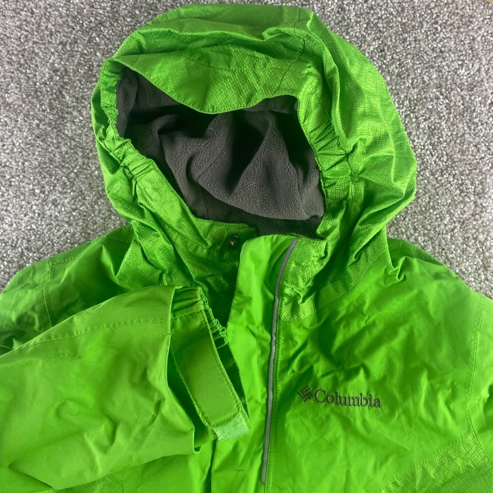 Columbia Kids Interchange Hooded Jacket Lime Green Full Zip Size Small 8